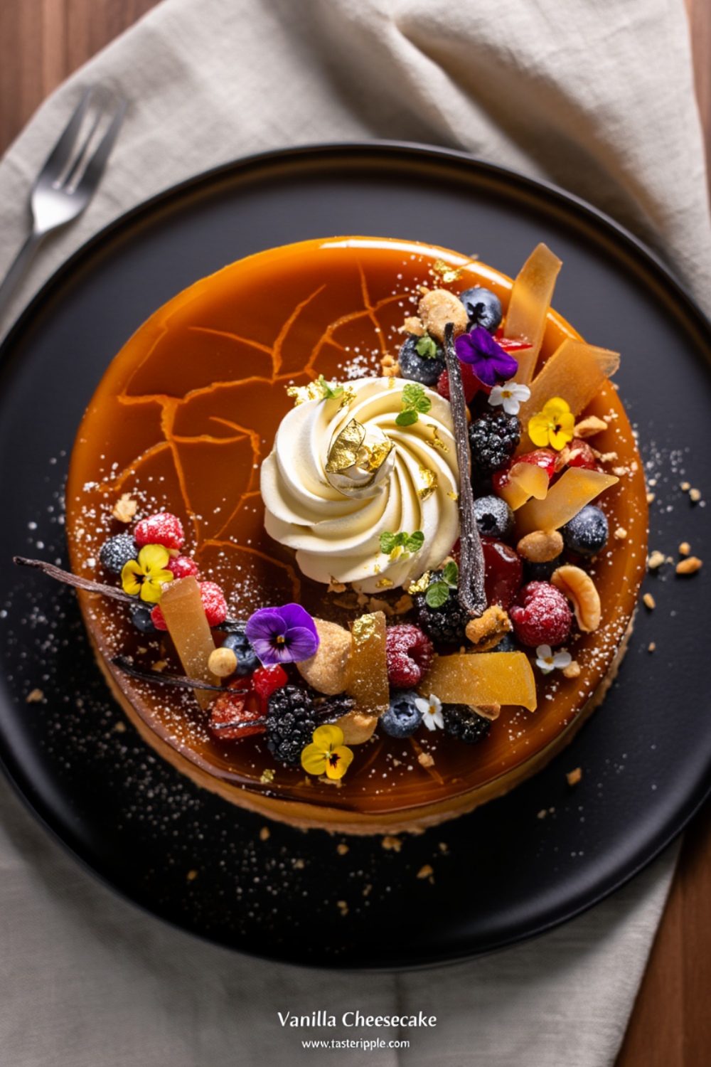 Vanilla Bean Cheesecake with Burnt Sugar Crust