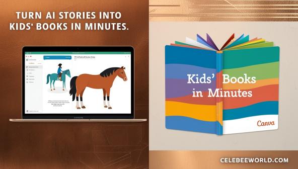 AI-generated children’s book creation workspace showing laptop and colorful storybook illustrations, symbolizing how to make and sell AI kids’ books online.